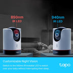 TP-Link Tapo C225 4MP 2K QHD 1440p Pan/Tilt AI Home Security Wi-Fi Camera - White