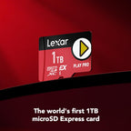 Lexar Play PRO microSD Express Card, UHS-I, C10, U3, V30, Full HD, 4K, Up to 900/600 MB/s Memory Card, Compatible w/Nintendo-Switch 2, ASUS ROG Ally, Steam Deck, Gaming (LMSXPS0256G-BNNNU)