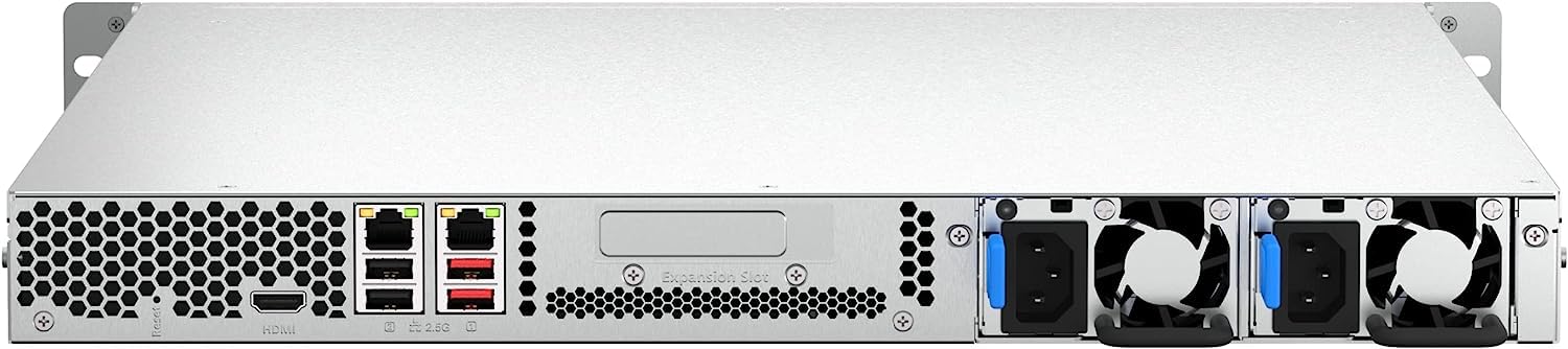 Network switch with multiple ports and fans on a white background