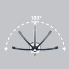 Ceiling fan with a 180-degree rotation indicator on a gray background