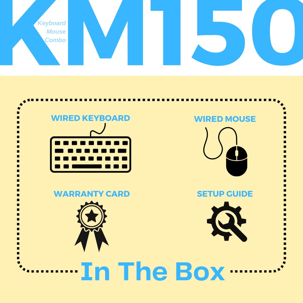 HP KM150 Wired Keyboard and Mouse Combo Full-Size Keyboard