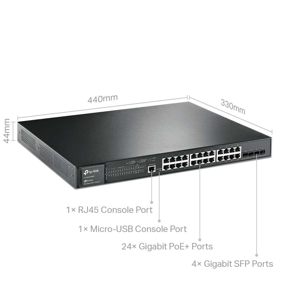TP-Link Omada TL-SG3428MP 28 Port Gigabit L2+ Managed Switch with 24-Port PoE+
