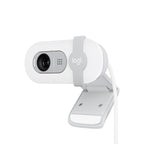 White webcam with a logitech logo on a white background