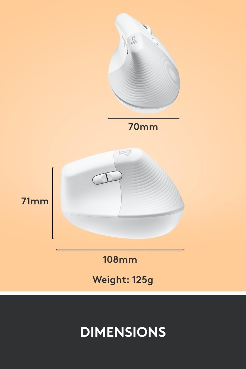 Logitech Ergo Series Lift Vertical Bluetooth Wireless 4000 DPI Optical Mouse - Off White