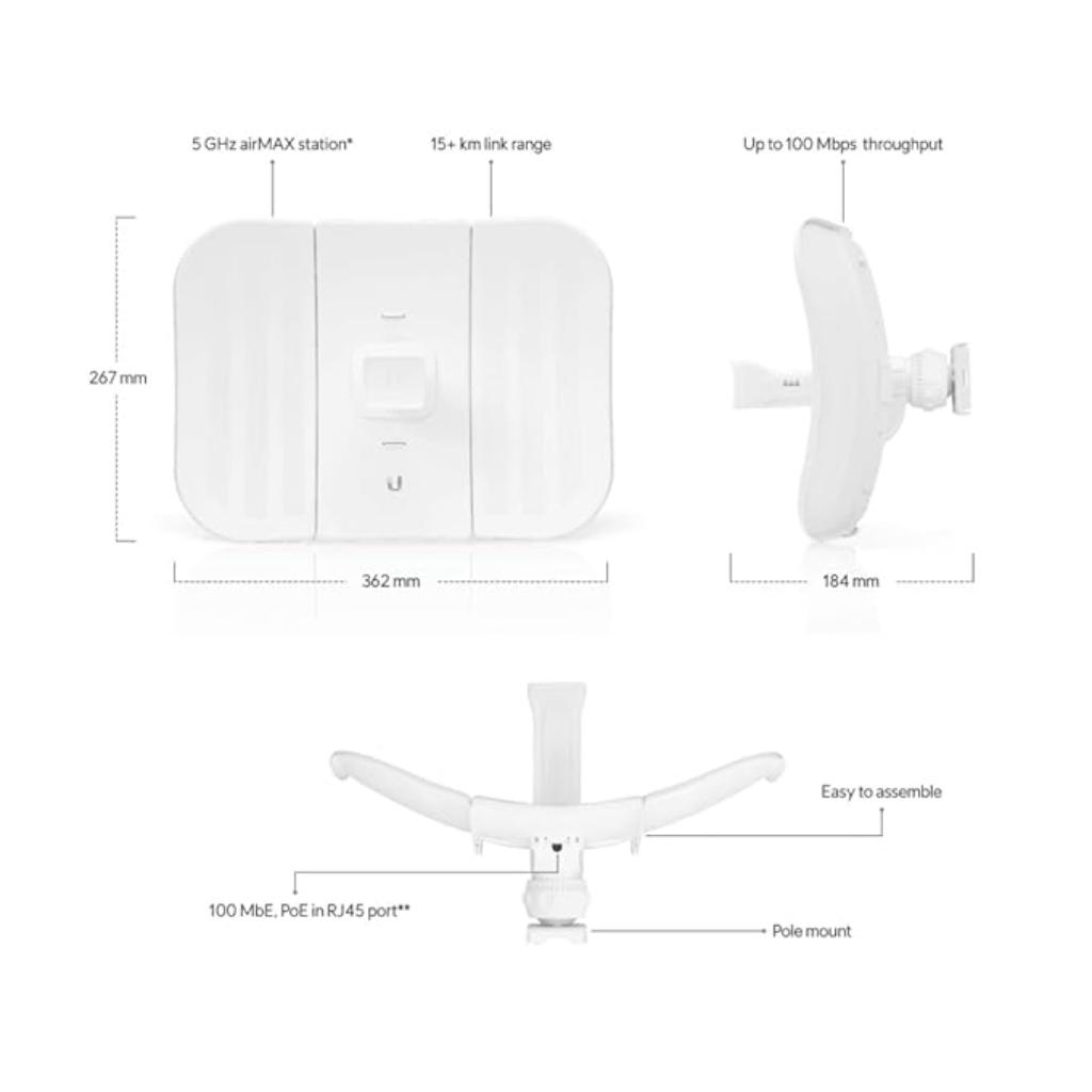 Ubiquiti LBE-M5-23 Outdoor Wireless CPE 5 GHz 100 Mbps Ethernet Passive PoE