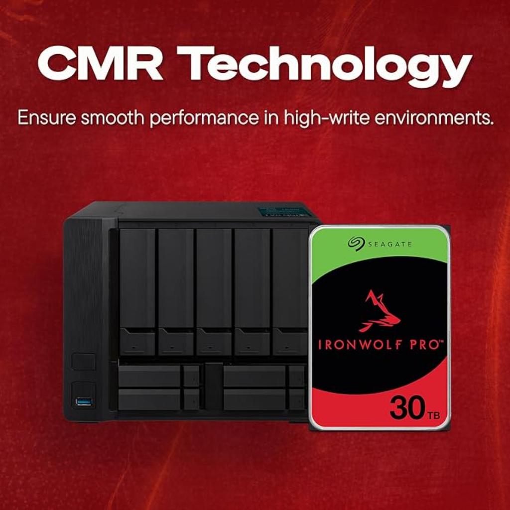 Seagate IronWolf Pro 30TB 3.5" SATA Internal NAS HDD with 512MB Cache 7200RPM Helium-Sealed