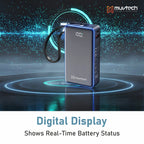 Mini Mate 10000mAh Power Bank with 22.5W Fast Charging, Dual In-Built Cables, USB-A & USB-C Output, Digital Display, Slim & Lightweight Portable Charger- Black
