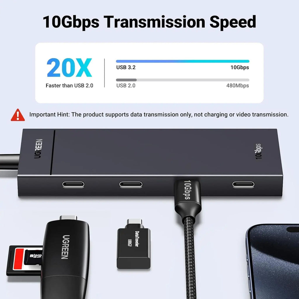 UGREEN 10Gbps 4-in-1 USB C Hub USB 3.2 Adapter 4 USB-C 3.2 Splitter MacBook Pro Air iPad iPhone 15 Surface PC (35584)