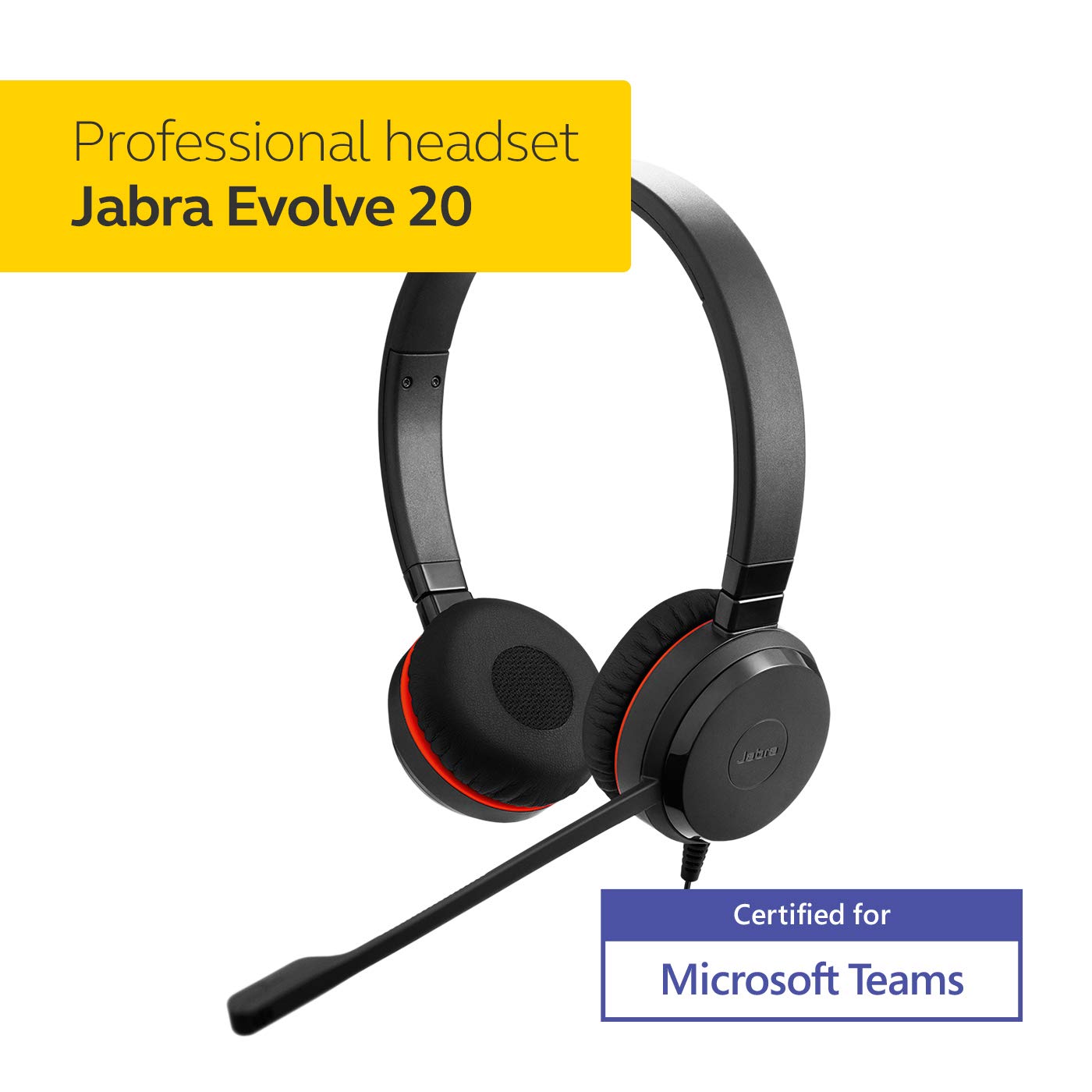 Jabra Evolve 20SE USB-A Wired On-Ear Headset with Microphone and Media Controls