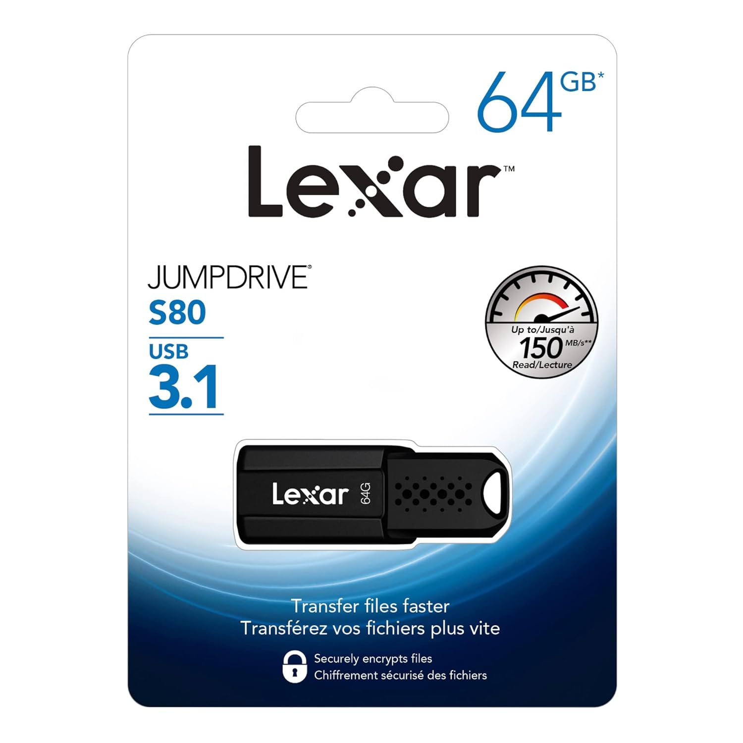 Lexar JumpDrive S80 32GB USB 3.1 Flash Drive, Up to 130MB/s Read I Compatible with Laptop desktops Television, Gaming Concolse, MP3 Players I (LJDS080032G-BNBNU), 2 Years Warranty - Black