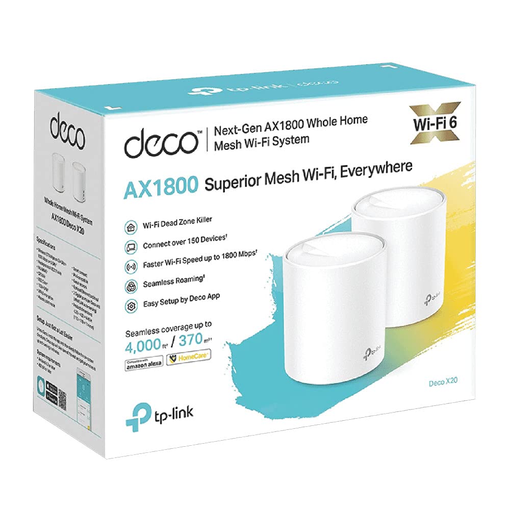 TP-Link AX1800 DECO X20 Dual-Band Whole Home Mesh Wi-Fi 6 System - 2 Pack