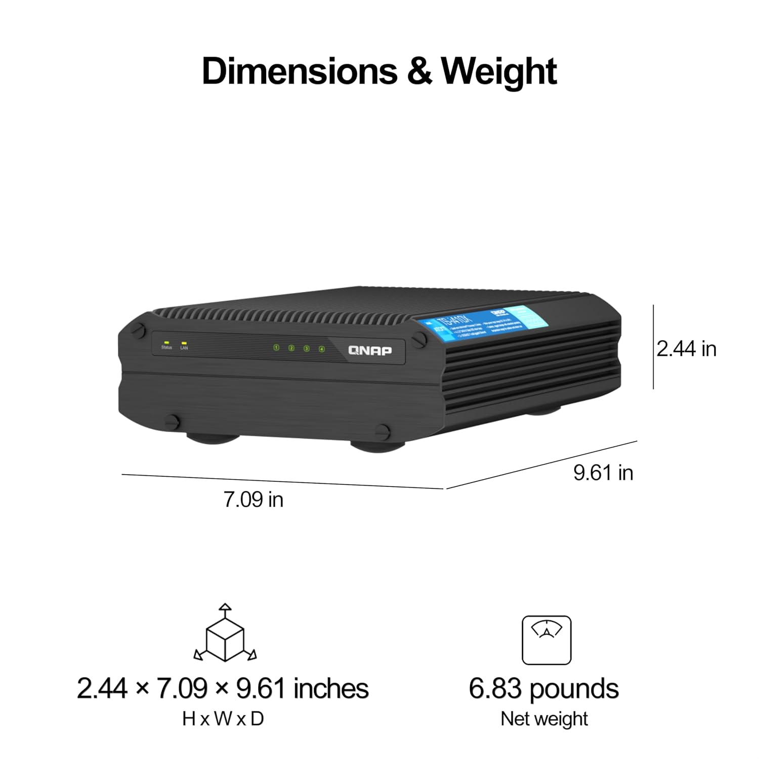 A black electronic device labeled ONVIP, shown with dimension callouts reading 7.09 in, 9.