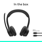 Logitech Zone 300 Wireless Bluetooth Headset with Noise-Cancelling Microphone - Midnight Black