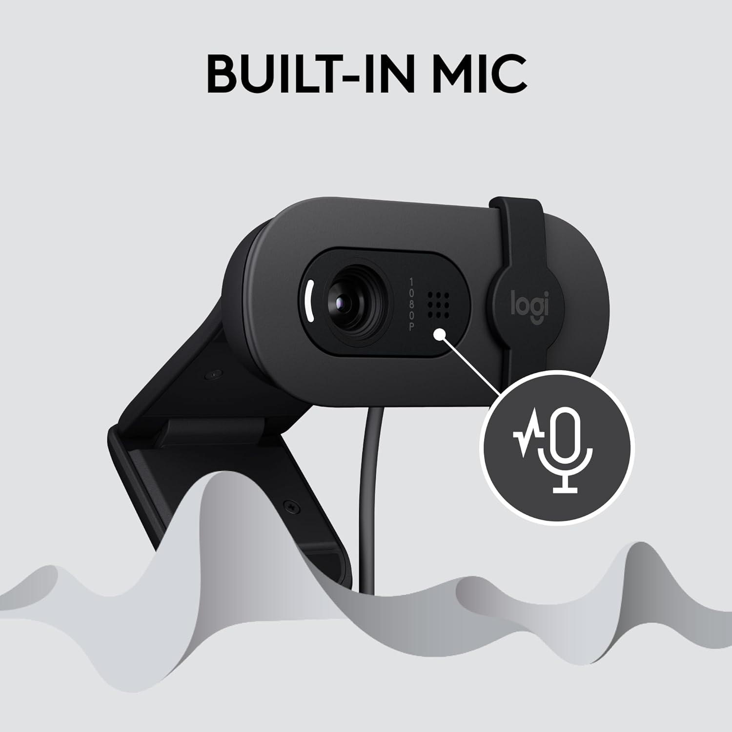 Logitech BRIO 100 USB-A 1080p FHD Webcam with Privacy Shutter and Built-in Mic - Graphite