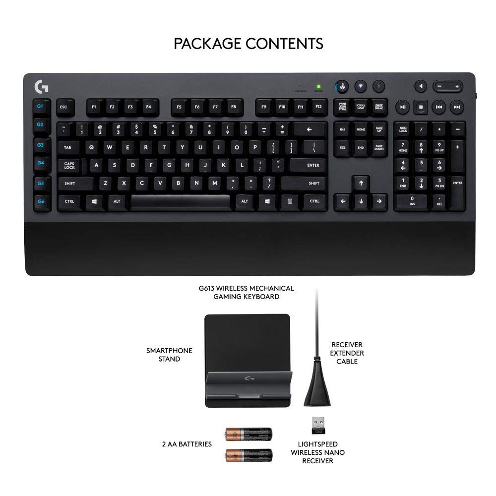 Logitech G613 Wireless Mechanical Gaming Keyboard with Lightspeed Technology and Romer-G Switches