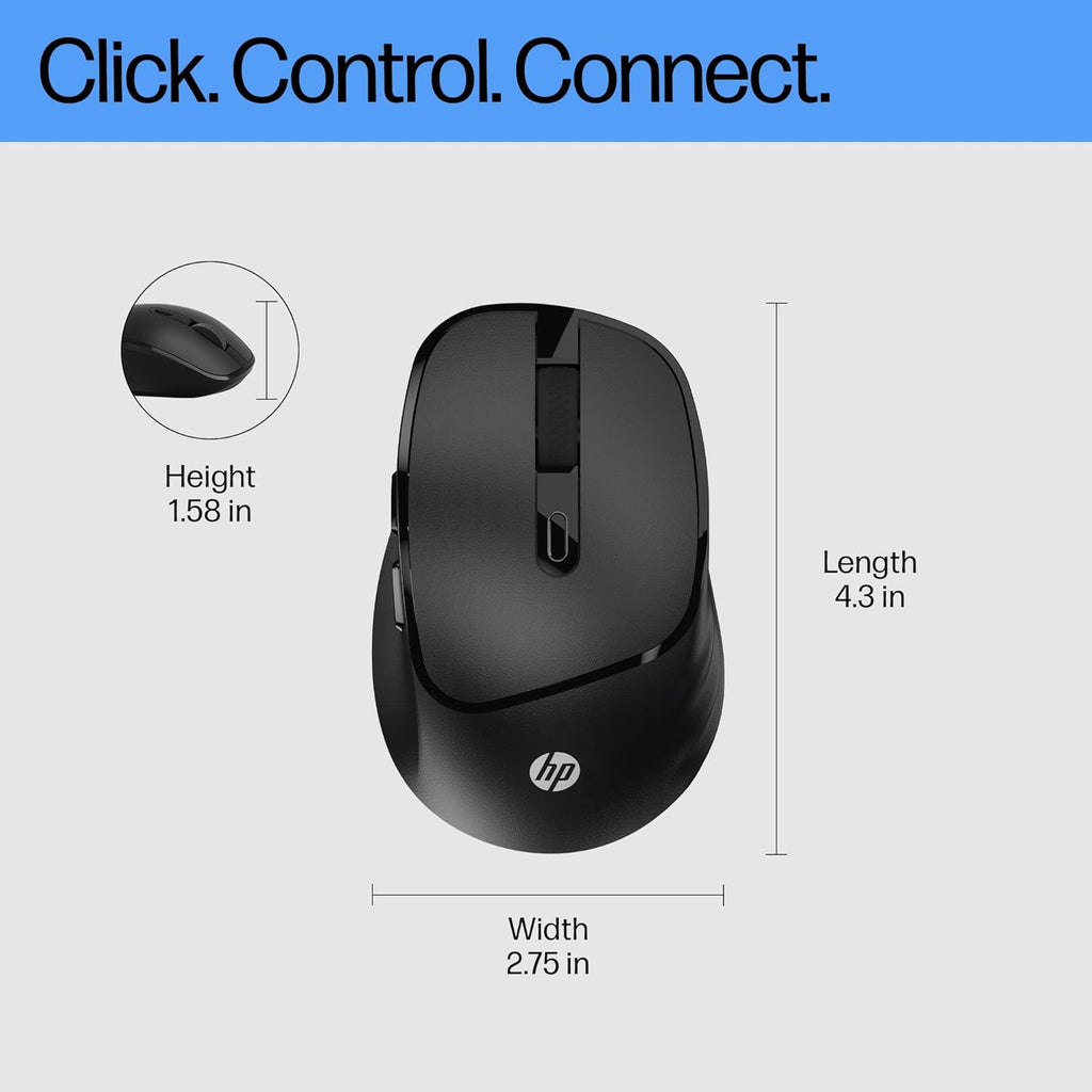 HP M120 Wireless Mouse, 2.4 GHz Wireless Connection, 6 Buttons, Up to 1600 DPI