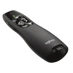 Black Logitech remote control on a white background