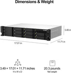 Technical dimension diagram of a UNIPAD 4-bay server rack, showing its width (17.01 in), height (3.