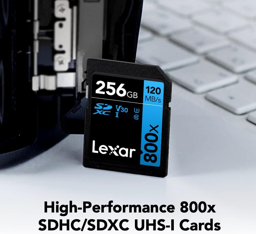 Lexar  High-Performance 800x PRO SD Card, UHS-I, C10, U3, V30, 4K, Up to 150MB/s Read SDXC Memory Card, for Point-and-Shoot & Mid-Range DSLR Cameras, HD Camcorders (LSD0800P128G-BNNNU)