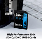 Lexar  High-Performance 800x PRO SD Card, UHS-I, C10, U3, V30, 4K, Up to 150MB/s Read SDXC Memory Card, for Point-and-Shoot & Mid-Range DSLR Cameras, HD Camcorders (LSD0800P128G-BNNNU)