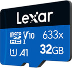 Lexar High-Performance 633x 32GB microSDHC UHS-I Card w/ SD Adapter, Up To 100MB/s Read, for Smartphones, Tablets, and Action Cameras