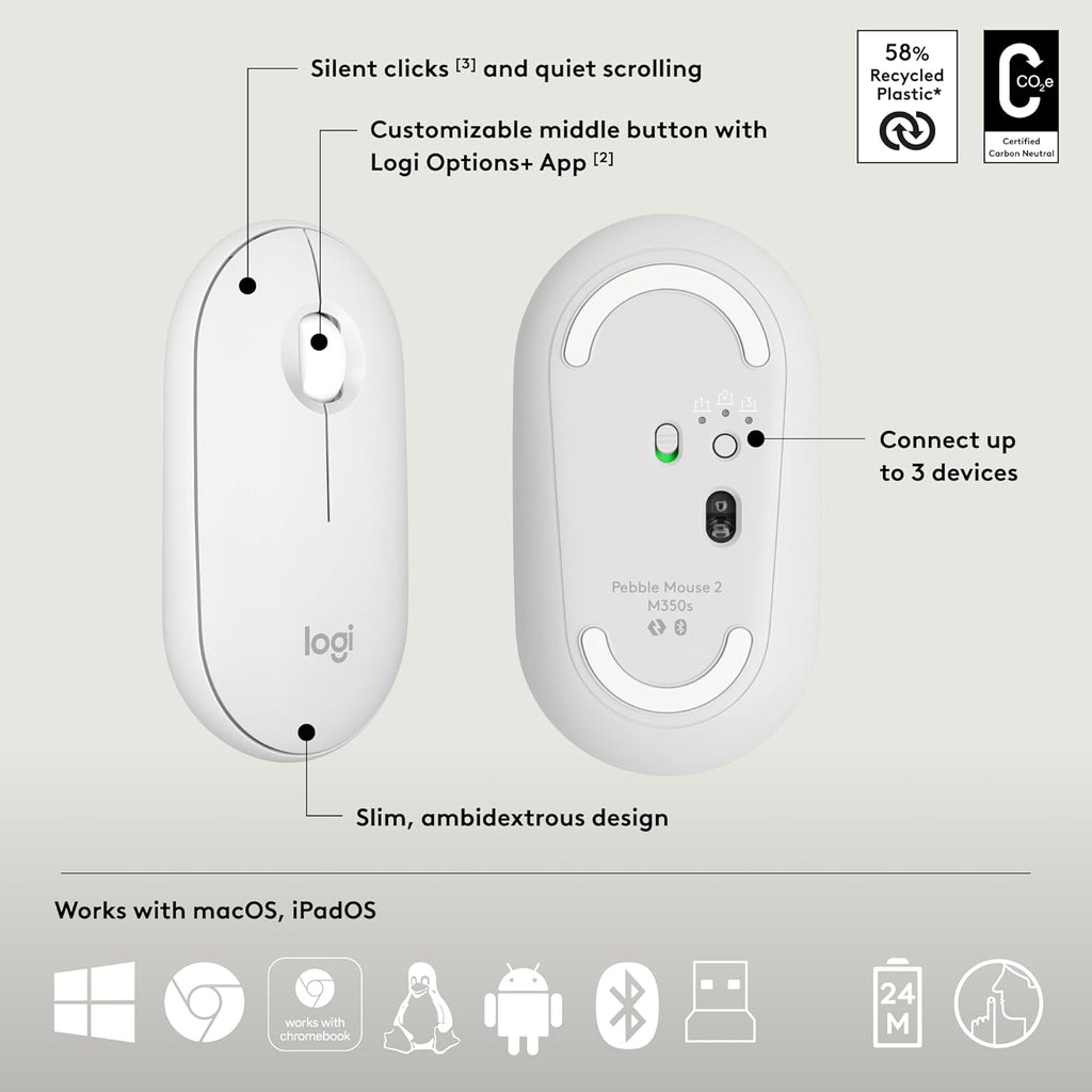 Logitech Pebble 2 Multi Device Bluetooth Keyboard and Mouse Combo