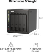 QNAP TS-453E-8G Quad Core 4 Bay Desktop Network Attached Storage Enclosure - Black