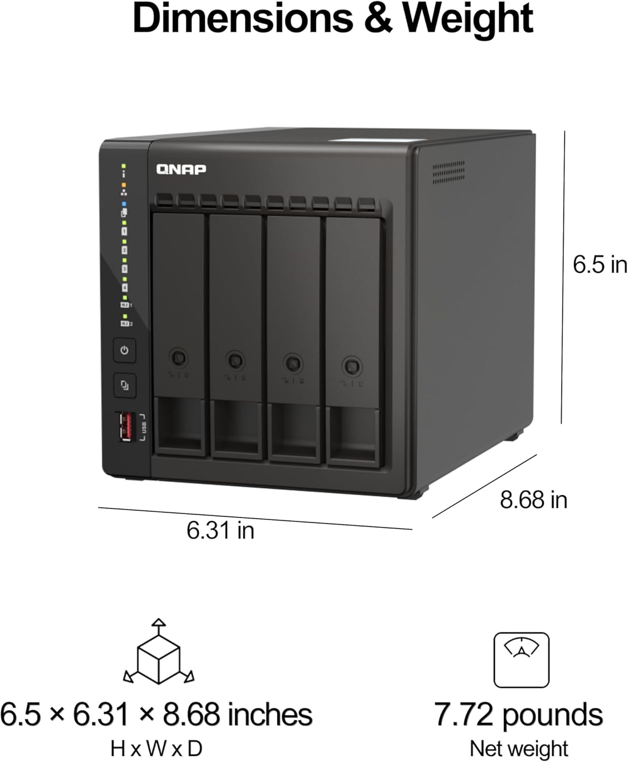 QNAP TS-453E-8G Quad Core 4 Bay Desktop Network Attached Storage Enclosure - Black