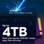 Crucial T705 2TB PCIe Gen5 NVMe M.2 2280 Internal Solid State Drive with Heatsink