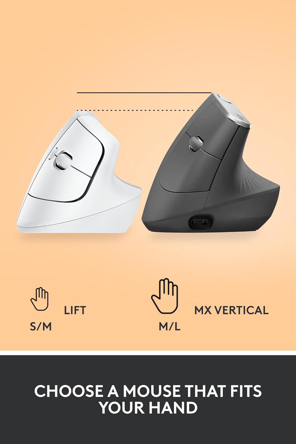 Logitech Ergo Series Lift Vertical Bluetooth Wireless 4000 DPI Optical Mouse - Off White