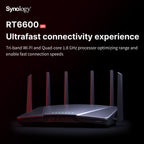 Synology RT6600AX Tri-Band 160MHz 2.5Gbps Quad-core 1.8 GHz Wi-Fi 6 Router - Black