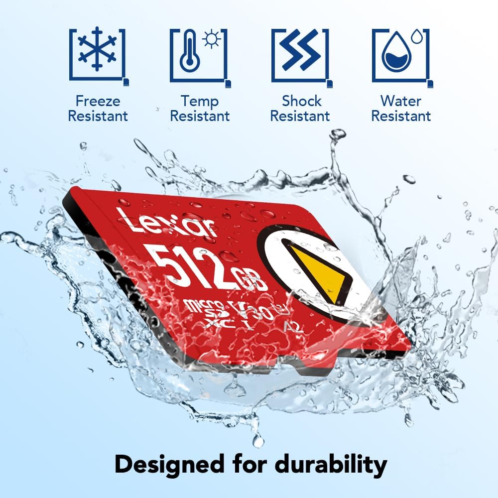 Lexar 512GB PLAY micro SD Card, UHS-I, C10, U3, V30, A2, Full HD, 4K, Up to 205/140 MB/s microSDXC Memory Card, Expanded Storage for Nintendo-Switch 1, Gaming, Smartphones, Tablets (LMSPLAY512G-BNSNU)