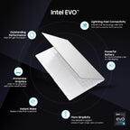 Laptop with Intel EVO certification features on a dark background