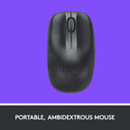 Black Logitech mouse on a purple background