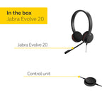 Jabra Evolve 20 MS USB-A Professional Wired Stereo Headset with Ultimate Noise Cancellation Mic - Black