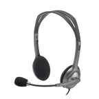 Headset with microphone on a white background