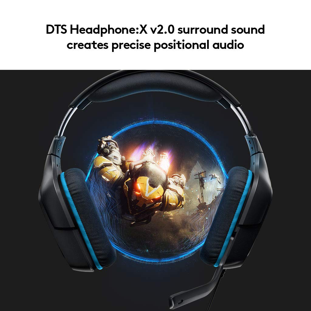 Logitech G431 7.1 Surround Sound Wired Gaming Headset with Boom Microphone - Black