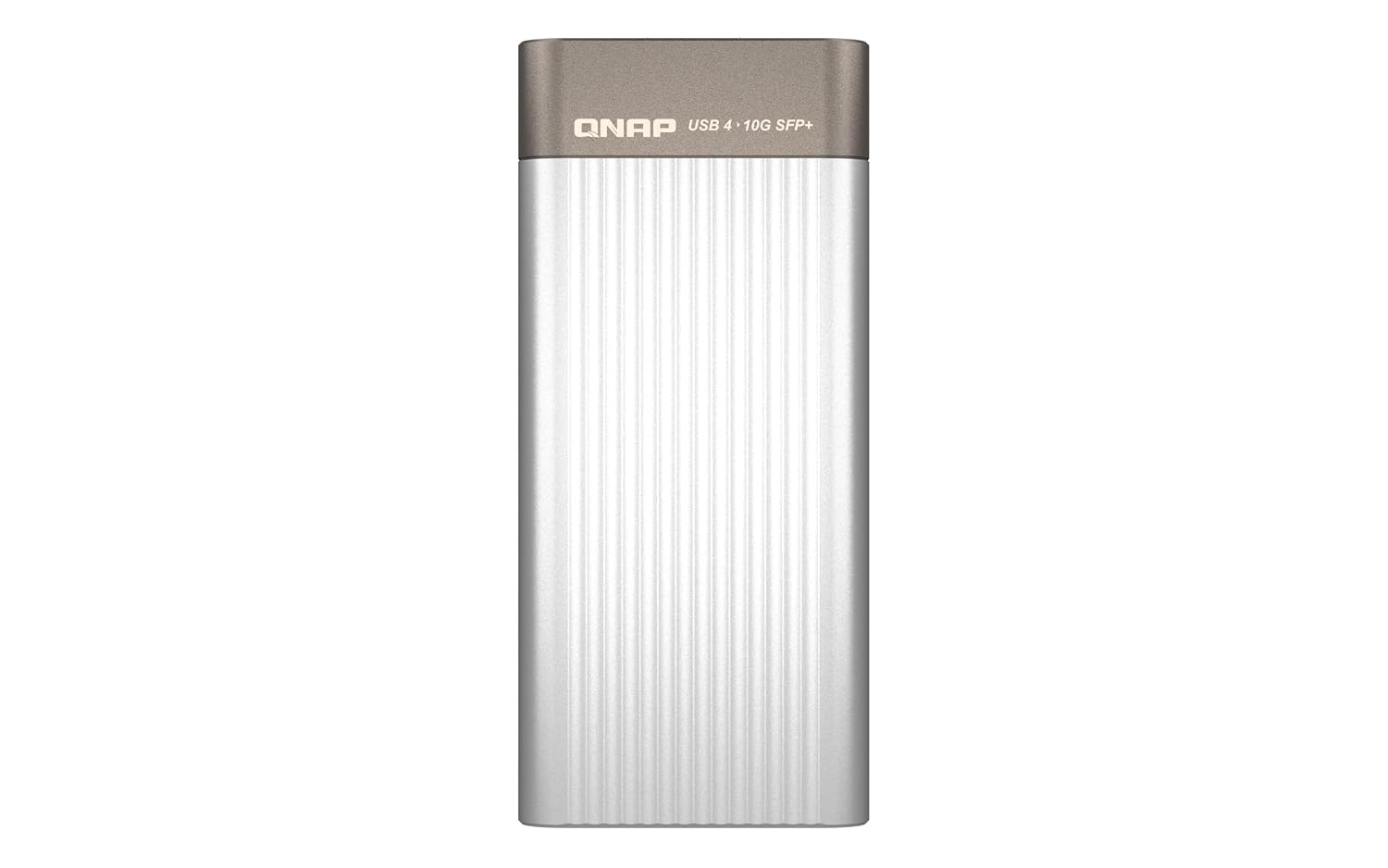 A silver and taupe portable power bank with vertical ribbed detailing, featuring the ONAP brand logo on the top panel, set against a plain white background.