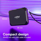 Crucial X9 4TB 2.5" USB Type C External Portable Solid State Drive - Black