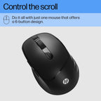 HP M120 Wireless Mouse, 2.4 GHz Wireless Connection, 6 Buttons, Up to 1600 DPI