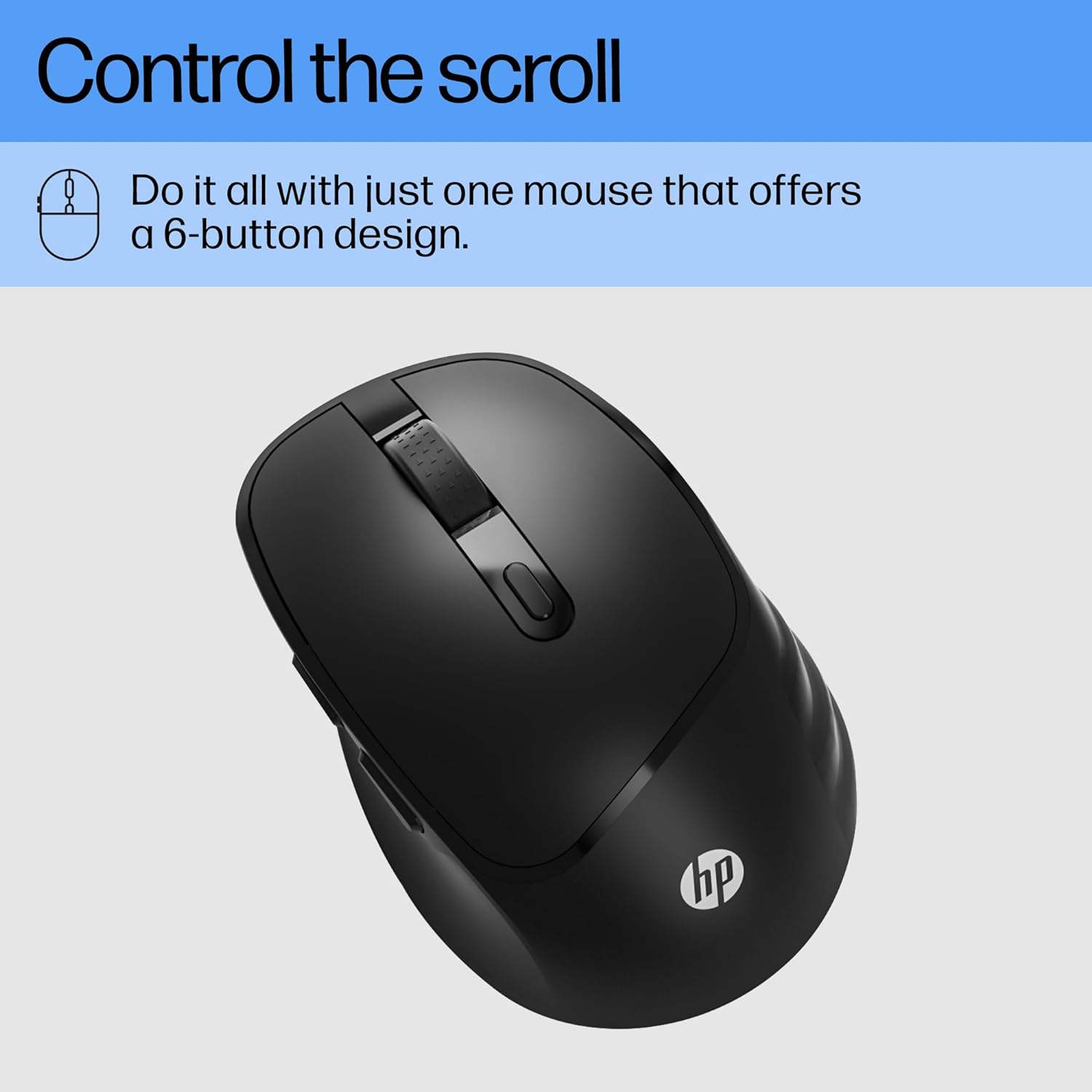 HP M120 Wireless Mouse, 2.4 GHz Wireless Connection, 6 Buttons, Up to 1600 DPI