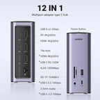 UGREEN 13-in-1 USB-C PD Docking Station HDMI DP 4K 60Hz 8K Triple Display 10Gbps USB-C USB-A 100W Ethernet SD/TF (90325)