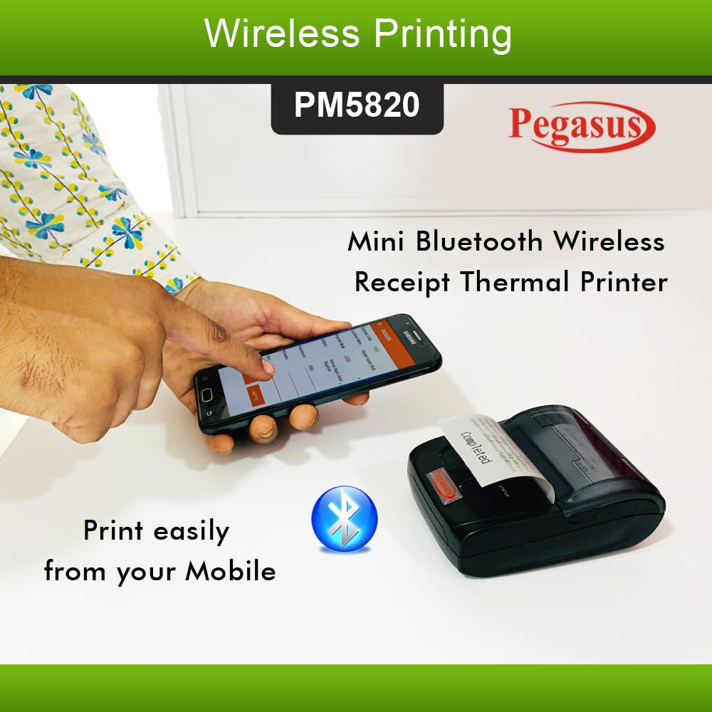 PEGASUS PM5820 58mm Portable Bluetooth Thermal Receipt Printer