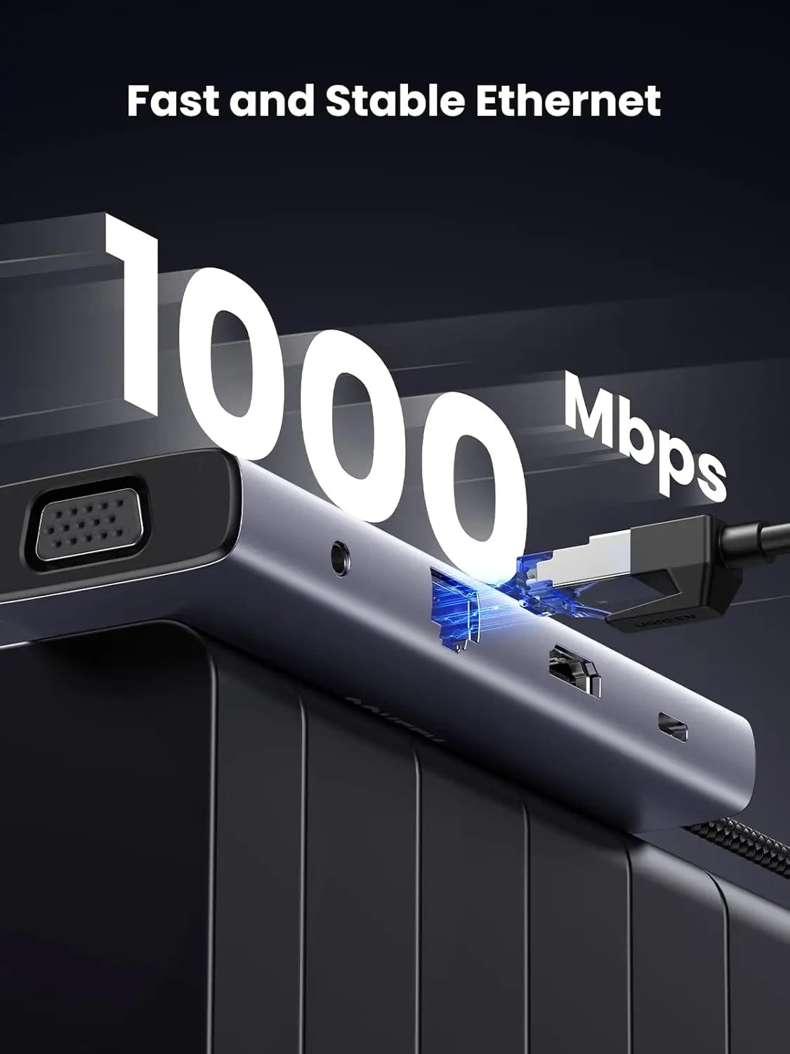 UGREEN 10-in-1 USB-C Docking Station 4K HDMI VGA Dual Monitor 1Gbps Ethernet 100W PD 3x USB 3.0 SD/TF Audio Laptop Tablet 15601