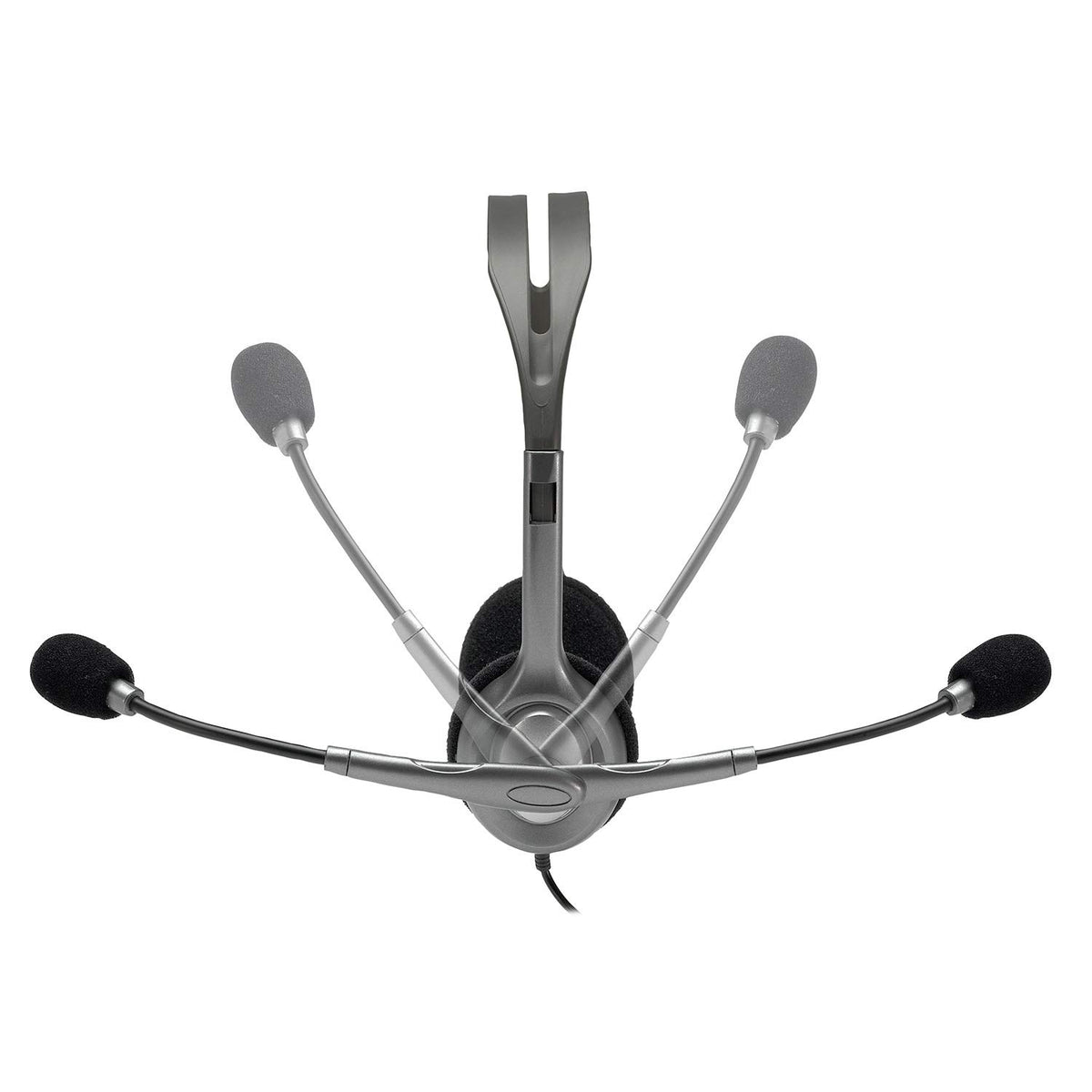 Headset with multiple microphones on a white background
