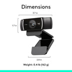 Logitech C922 Pro HD Stream Webcam | Full HD 1080p, Hyper-Fast 720p 60fps, Autofocus & Stereo Microphone | 1 Year Warranty | 960-001090