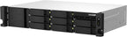 QNAP NAS device with multiple drive bays on a white background