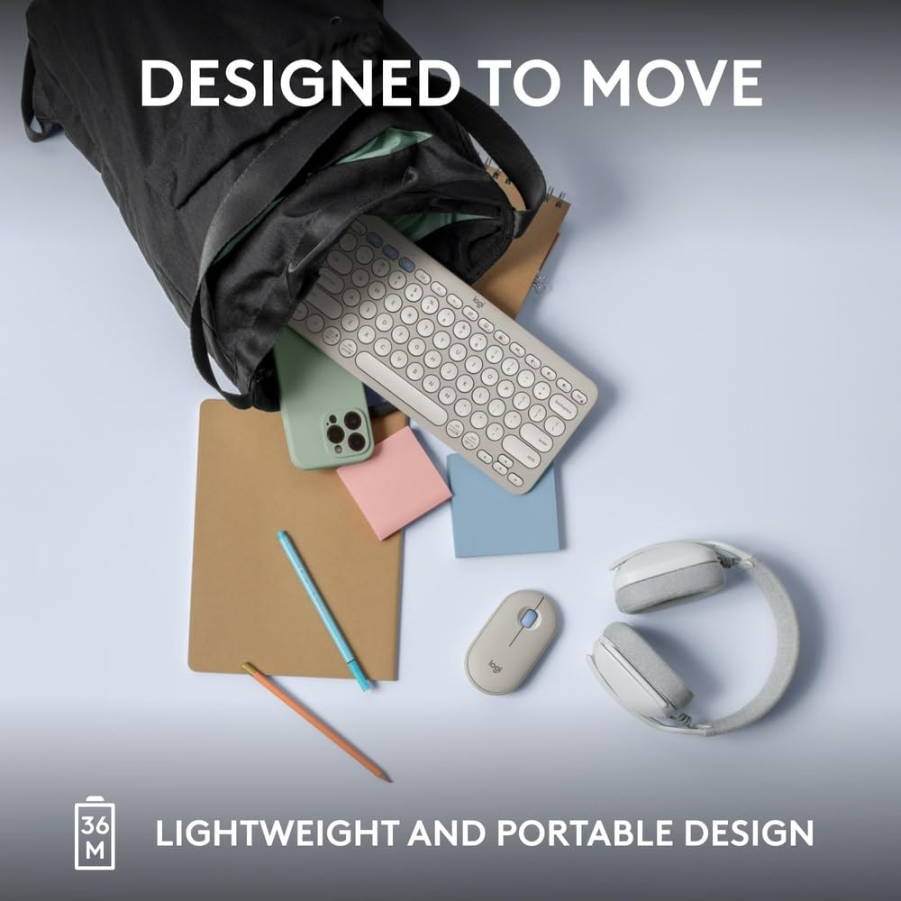 Logitech Pebble Keys 2 K380s Multi Device Bluetooth Wireless Keyboard - Tonal White