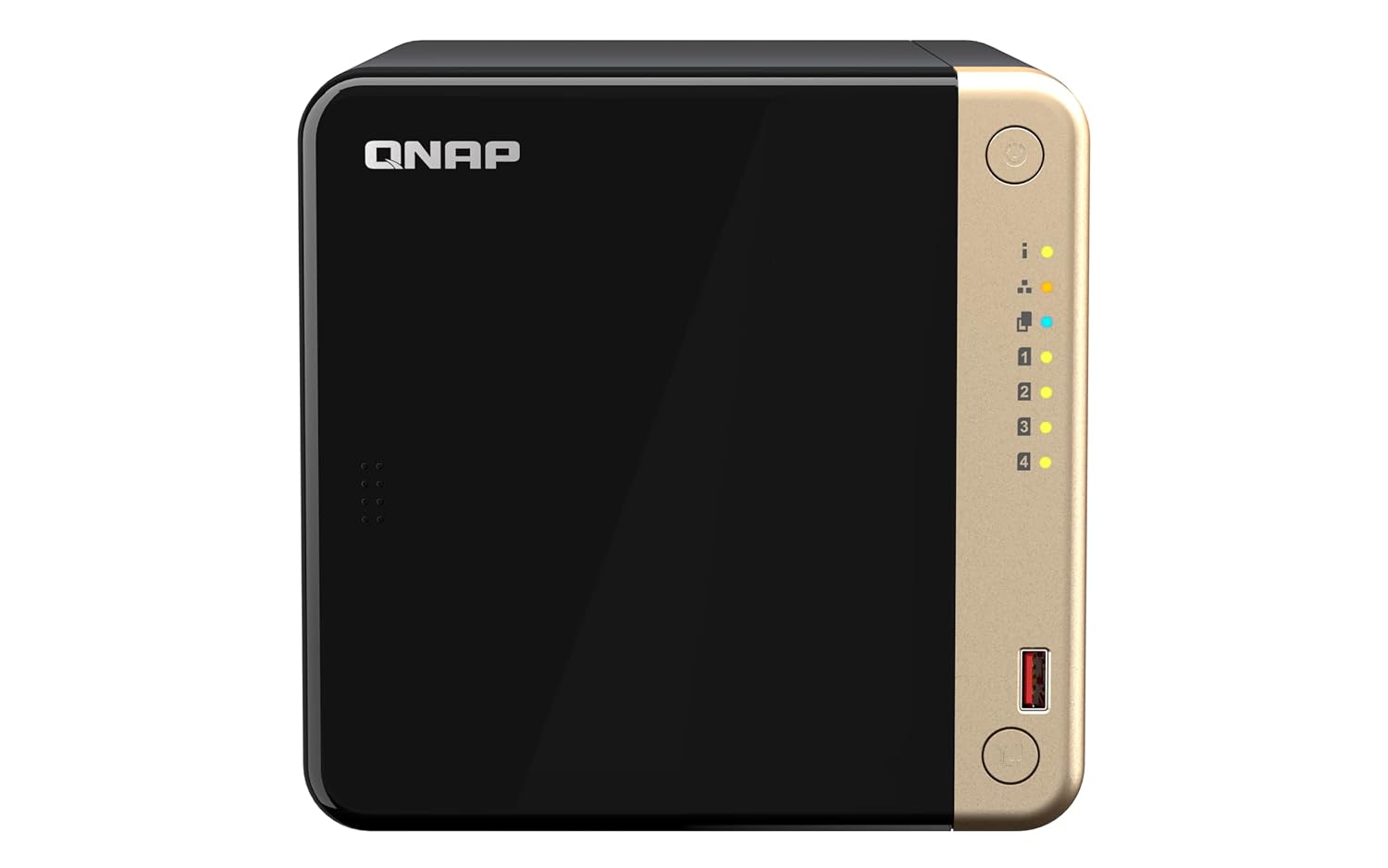 QNAP network storage device on a white background