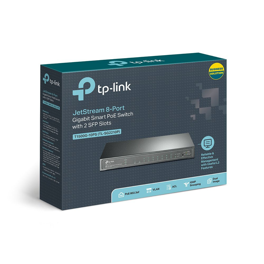 TP-Link TL-SG2210P Jetstream 8 Port Gigabit Smart PoE+ Switch with 2 SFP Slots